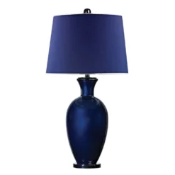 LED Table Lamp With Blue Shades In Navy Blue With Black Nickel Finish