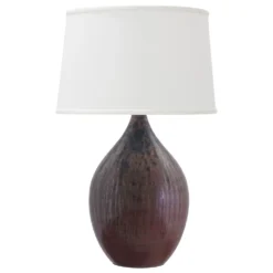 House Of Troy Scatchard Decorated Red Table Lamp With Empire Shade