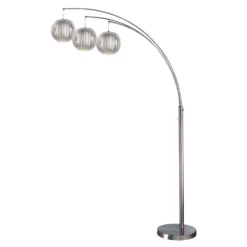 Lite Source Deion Polished Steel Arc Lamp With Globe Shade