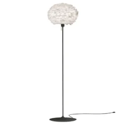 Umage Black Floor Lamp With White Abstract Feather Shade