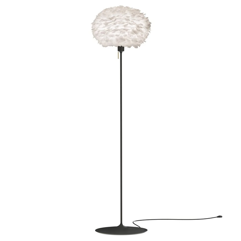 Umage Black Floor Lamp With White Abstract Feather Shade 1 Umage Black Floor Lamp With White Abstract Feather Shade