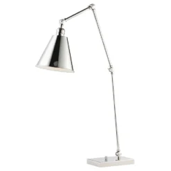 Maxim Lighting Library Polished Nickel Swing Arm Lamp With Conical Shade