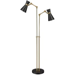 Z-Lite Soriano Matte Black & Heritage Brass Swing Arm Lamp With Conical Shade