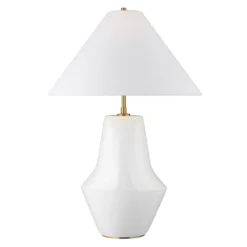 Kelly Wearstler Contour White & Brass LED Table Lamp By Visual Comfort Studio