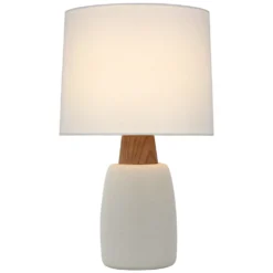 Barbara Barry Aida Large Table Lamp In White & Oak By Visual Comfort Signature