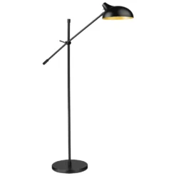 Z-Lite Bellamy Matte Black & Gold Swing Arm Lamp With Bowl / Dome Shade