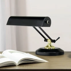 Piano / Banker Lamp In Black & Brass Finish